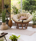 Bild in Galerie-Betrachter laden, Papasan auf Papasansessel auf Rattansessel Auflage Sesselkissen Gartenkissen Sitzkissen Garten Kissen Gesteppt mit Schlaufen Rund