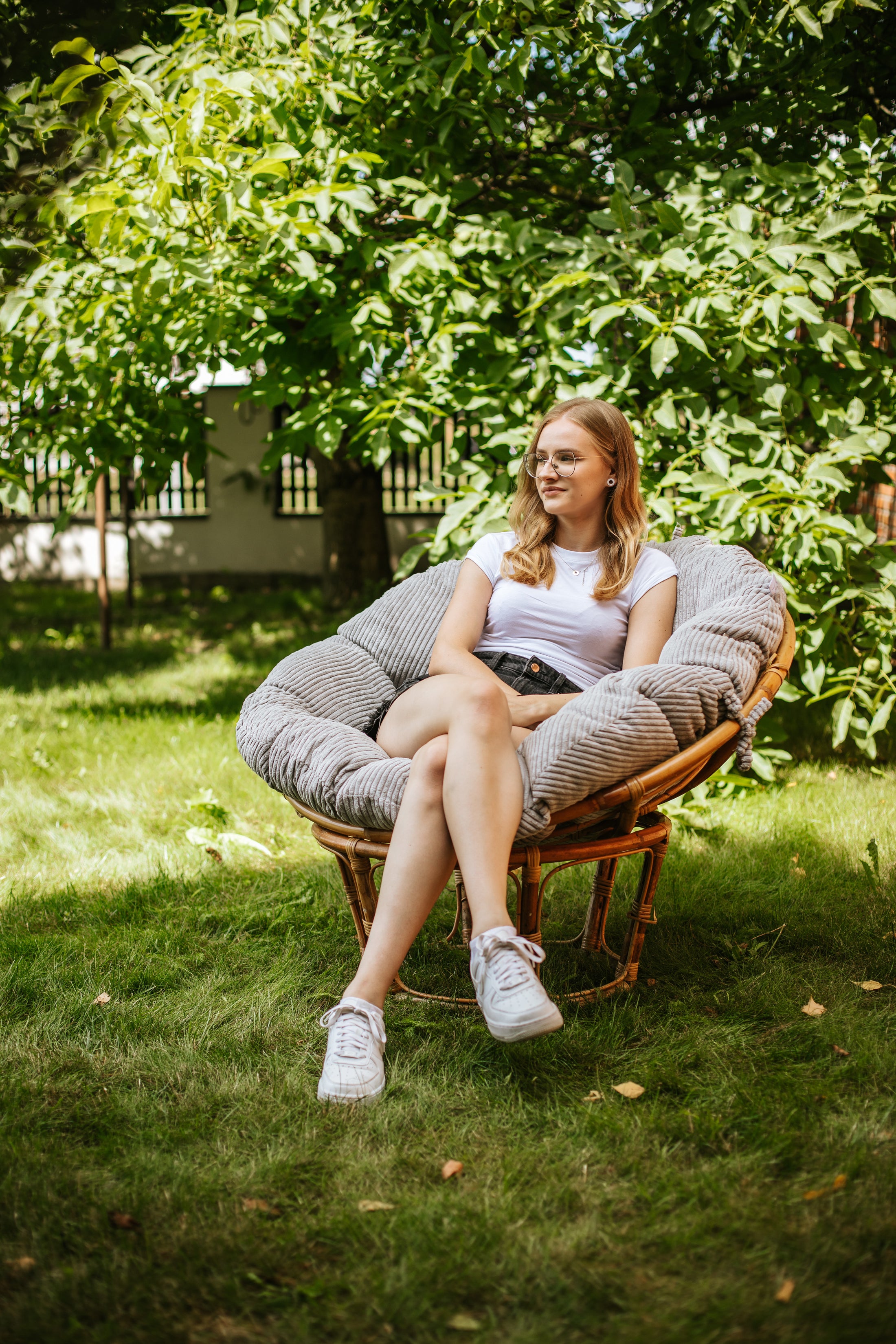 Rundes Cordkissen für Papasan-Sessel
