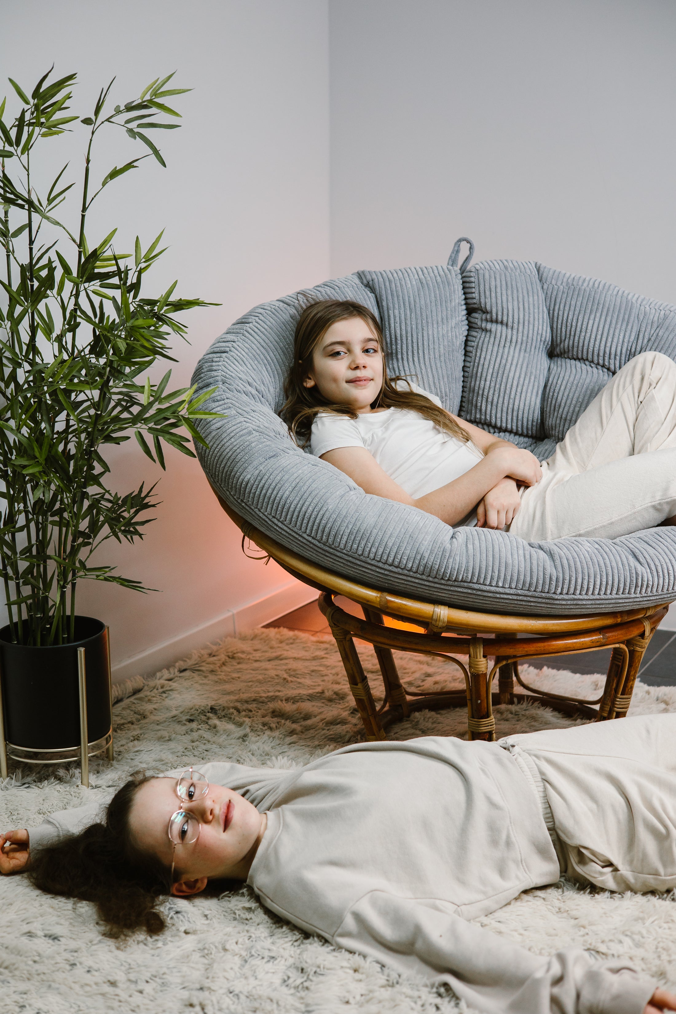 La chaise de papa. Coussin en velours côtelé