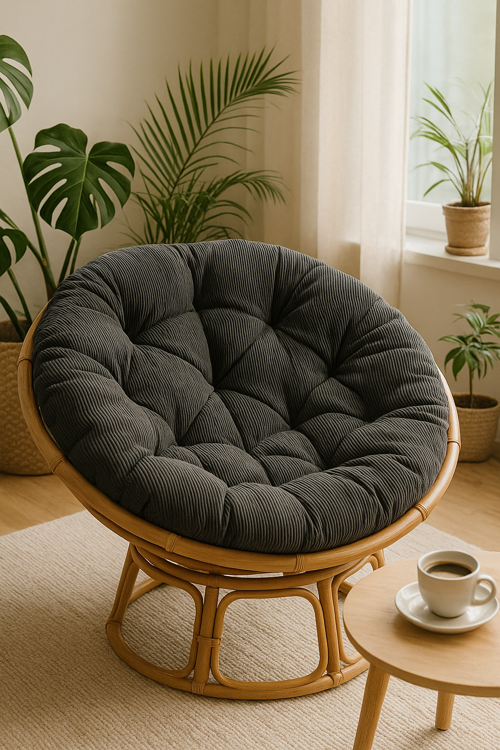 Rundes Cordkissen für Papasan-Sessel
