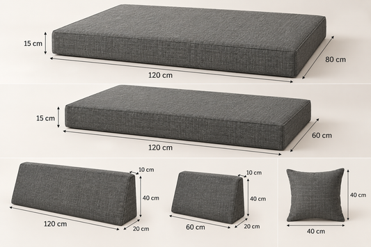 Cuscini per divani in pallet MADERA – Sedute e schienali confortevoli per interni e terrazze coperte