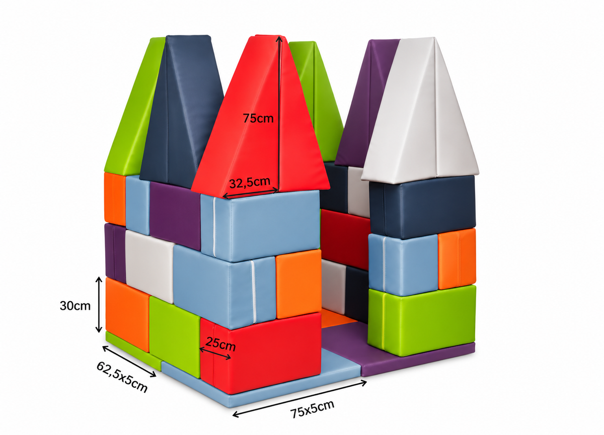 BOB Schaumstoff-Spielhaus für Kinder – 36 bunte Bausteine aus Kunstleder, 150 × 125 × 125 cm