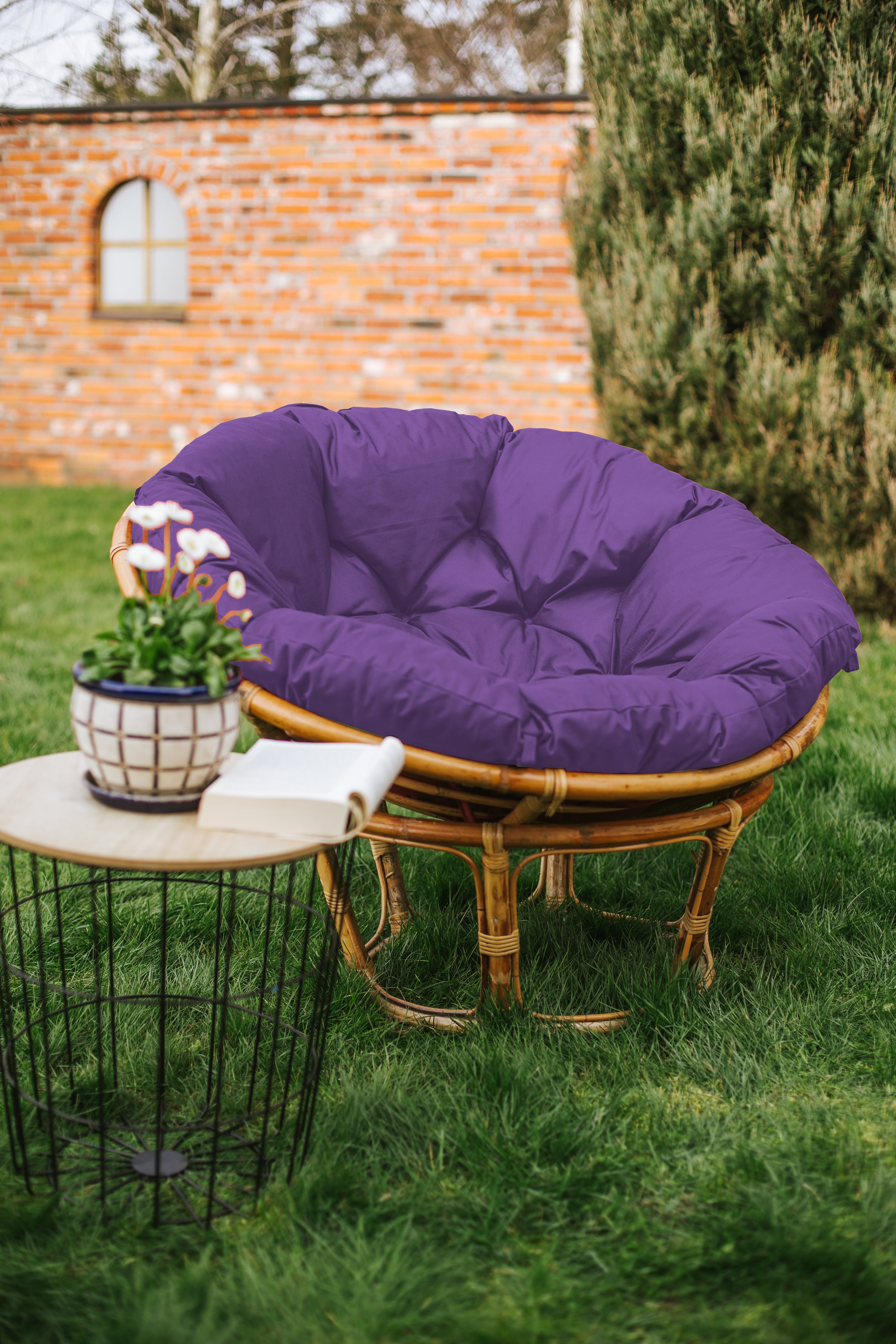Sesselpolster 100 Cm 10-12 Cm Mit Bändern Papasansessel Kissen – Rundes Bodenkissen Für Schwenksessel, Polyrattan Sessel, Durchmesser 100 Cm, Füllstärke 10-12 Cm, Mit Befestigungsbändern, Wasserabweisend