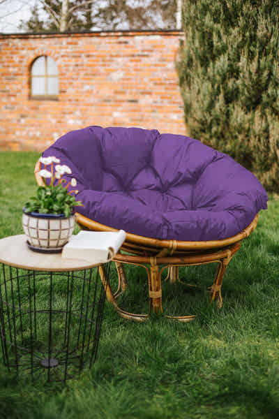 Sesselpolster 100 Cm 10-12 Cm Mit Bändern Papasansessel Kissen – Rundes Bodenkissen Für Schwenksessel, Polyrattan Sessel, Durchmesser 100 Cm, Füllstärke 10-12 Cm, Mit Befestigungsbändern, Wasserabweisend