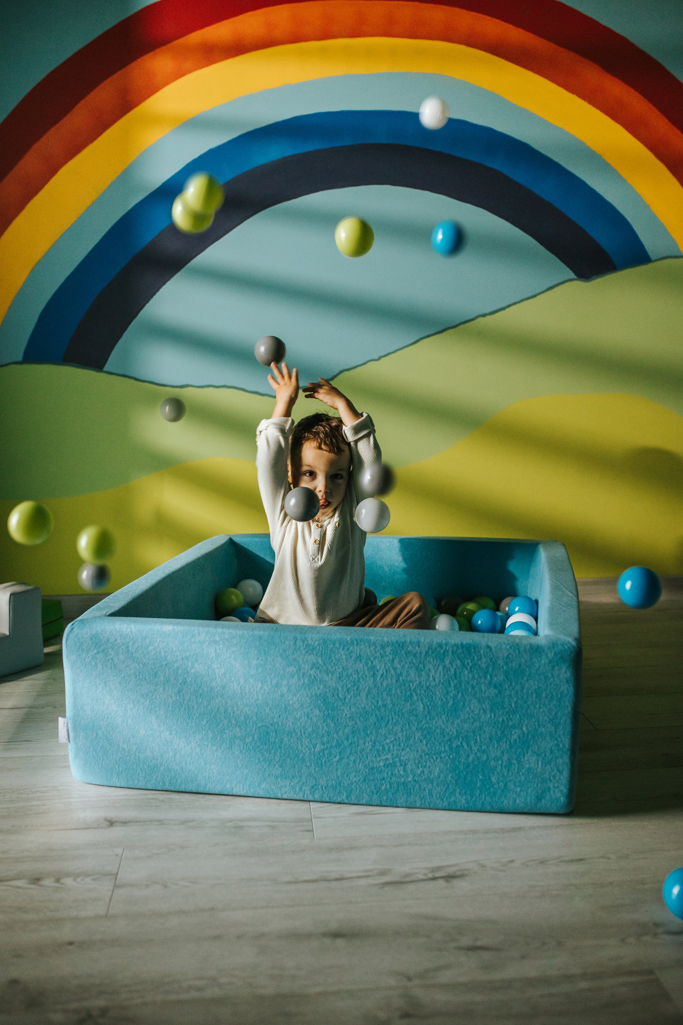 Piscina de bolas redonda y blanda para niños