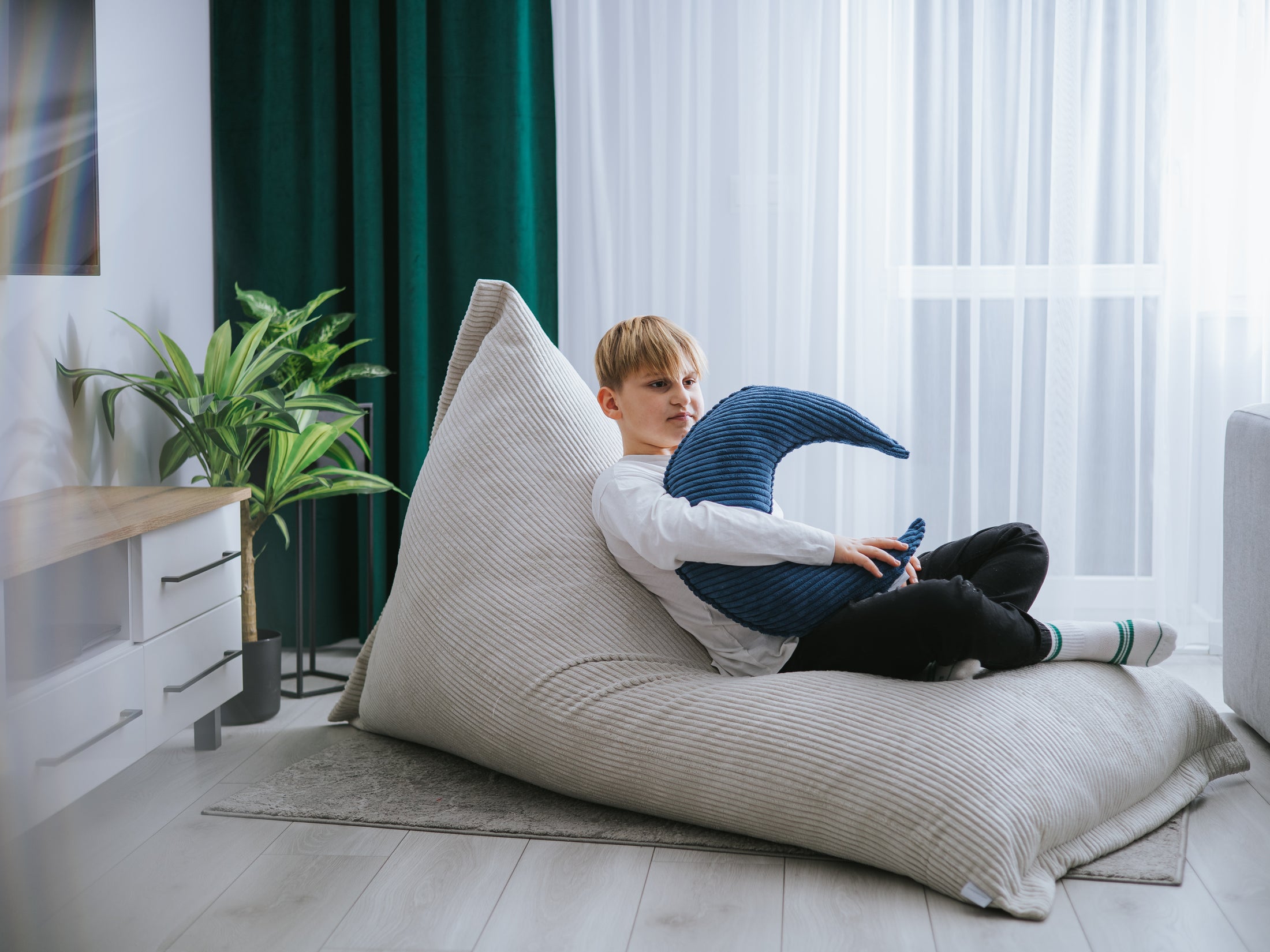 Cord-Sitzsack Bean Bag Riesen Sitzsack Sitzkissen Gartenkissen Bodenkissen zum Liegen und Sitzen Relax Sessel für Kinder & Erwachsene