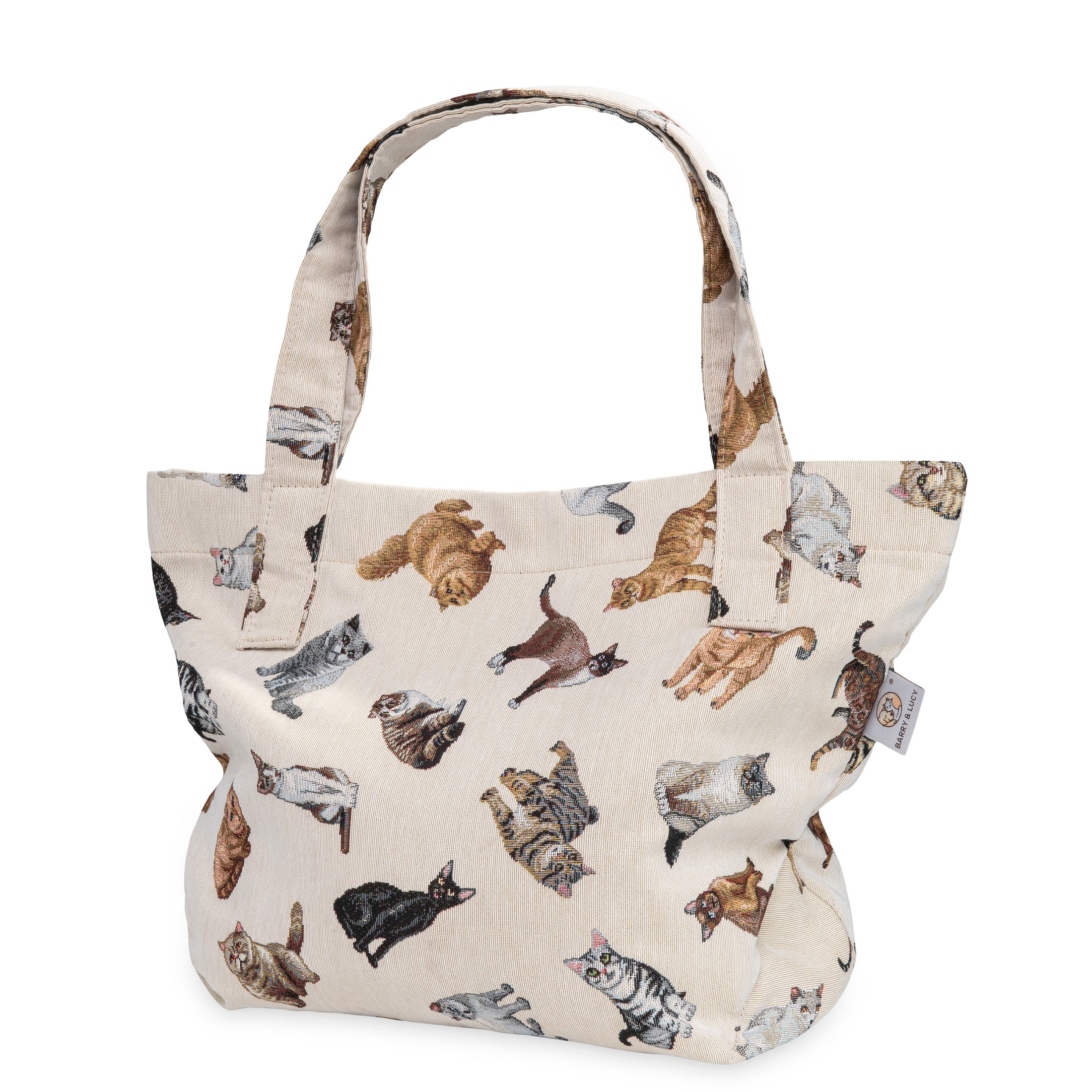 Eleganter Shopper aus spanischem Jacquard - Hunde- und Katzenmotiv, perfekt für Tierliebhaber